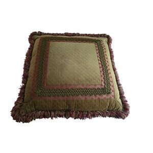 Eastern Accents Luxury Decorative Throw Pillow 24" Square Gold‎ & Red Fringe